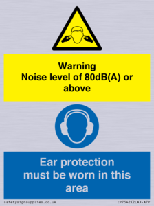 Warning Noise level of 80dB(A) or above. Ear protection must be worn in this area